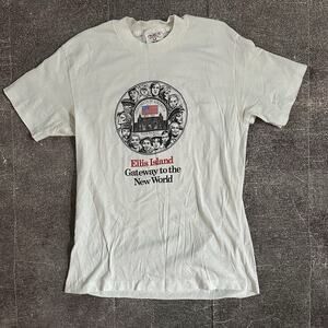 Mens Vintage 80s Select-T Ellis Island Gateway To The New World T Shirt Tee Sz L